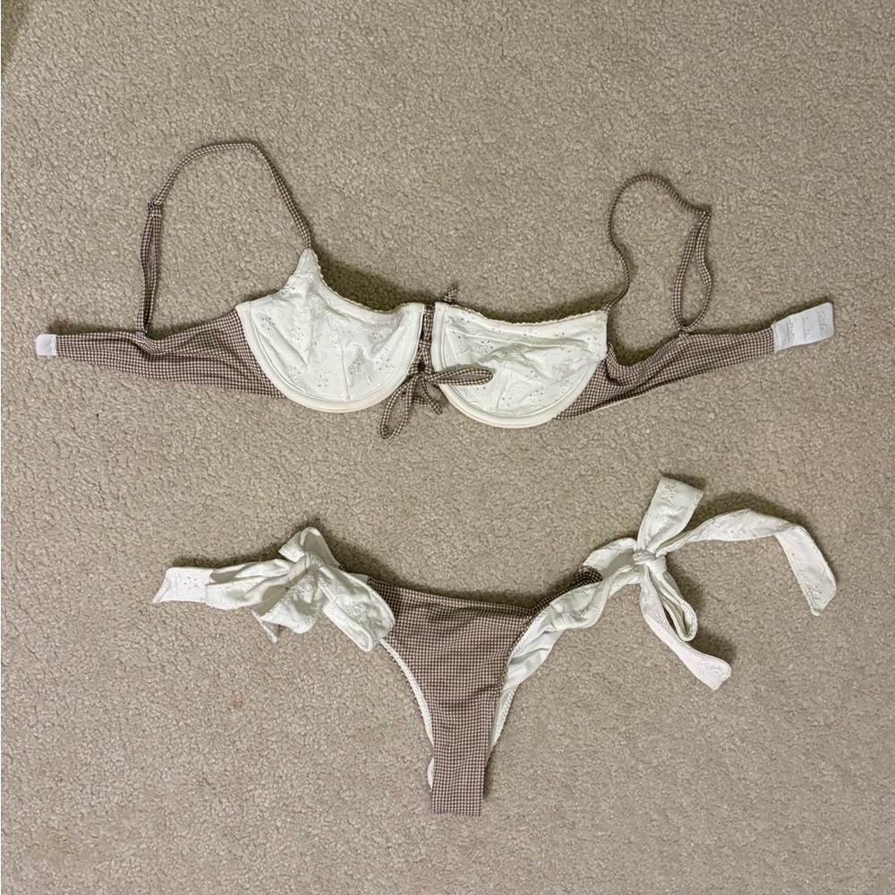 Frankie's x Sydney Sweeney Eyelet Underwire Bikini Top + Side-Tie Bottoms